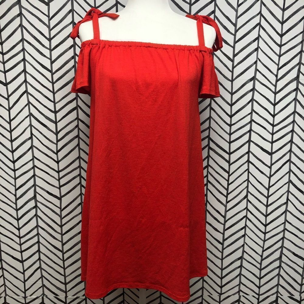 Green Envelope Red Off The Shoulder Tie Dress